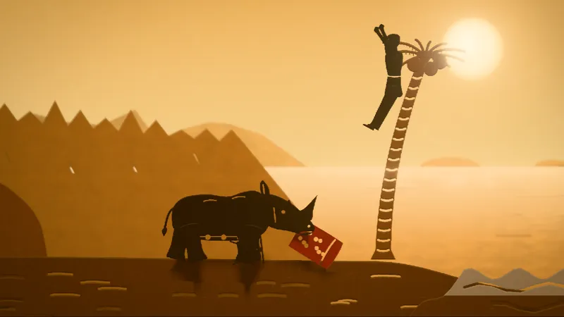 How the Rhinoceros Got His Skin, illustrated as a paper-cut lightbox