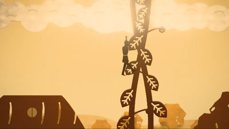 Jack and the Beanstalk, illustrated as a paper-cut lightbox
