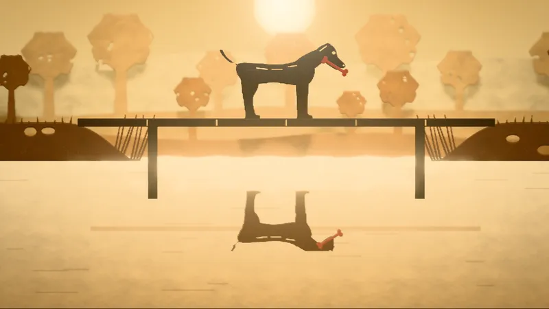 The Dog and His Reflection, illustrated as a paper-cut lightbox
