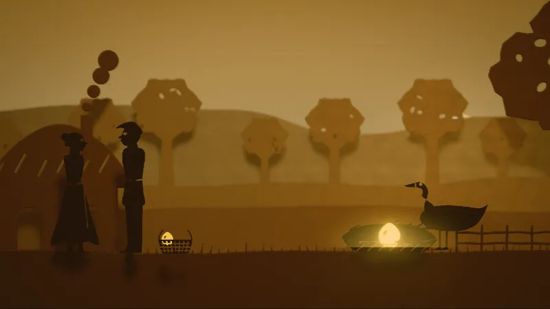 The Goose That Laid the Golden Eggs, illustrated as a paper-cut lightbox