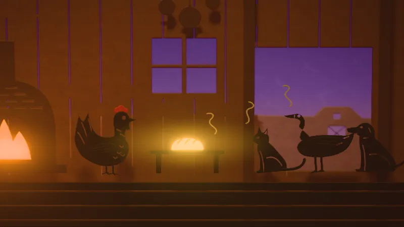 The Little Red Hen, illustrated as a paper-cut lightbox
