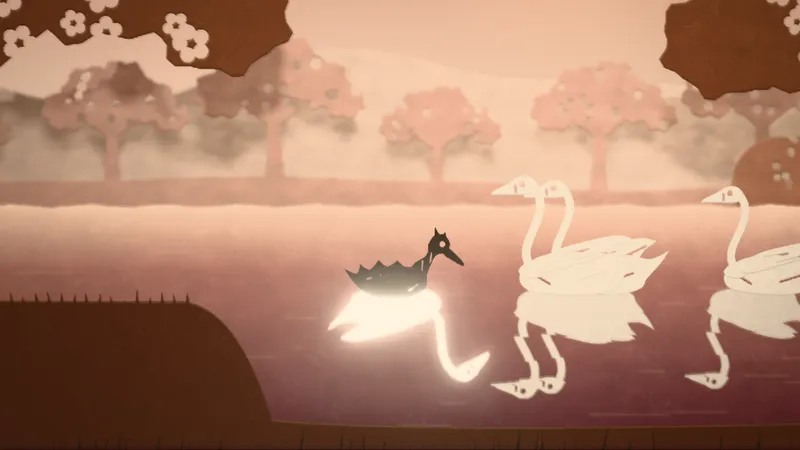 The Ugly Duckling, illustrated as a paper-cut lightbox